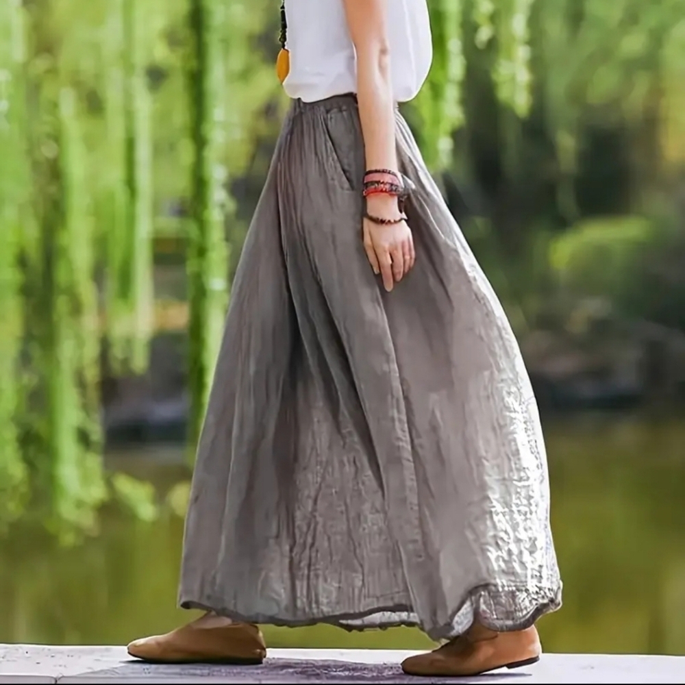 Gray Lined Maxi Skirt w/ Pockets - NWT! (Multiple Sizes Available) - Picture 3 of 6